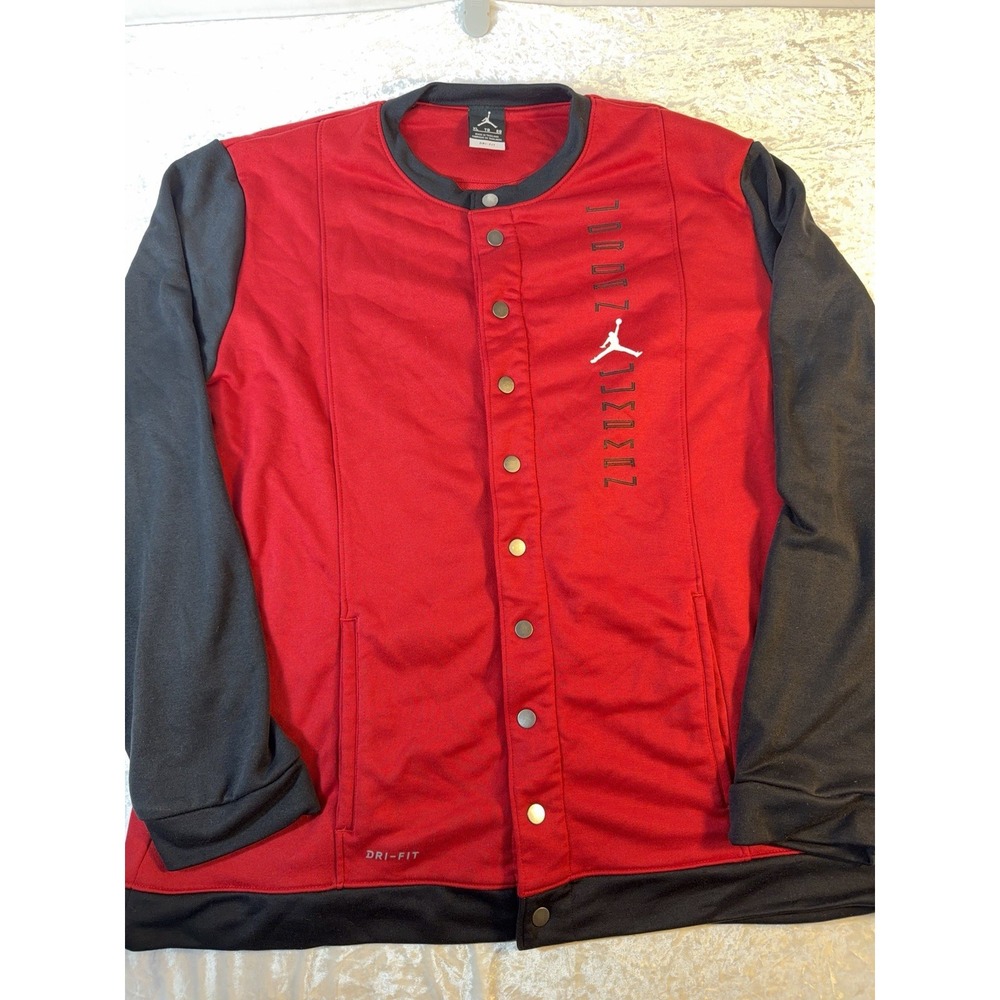 Jordan Men XL Dri-FIT Jacket Red Black Snap Front Jumpman Basketball